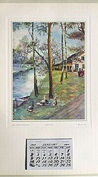 1927 Vintage Calendar - Along the Canal