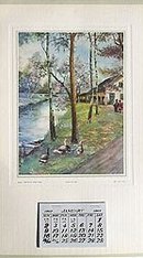 1927 Vintage Calendar - Along the Canal