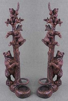 SET BEARS IN TREES CANDLEHOLDERS