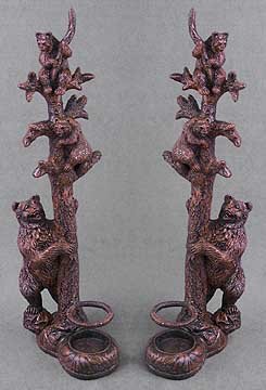SET BEARS IN TREES CANDLEHOLDERS