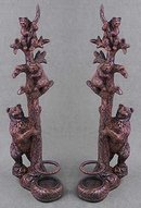SET BEARS IN TREES CANDLEHOLDERS