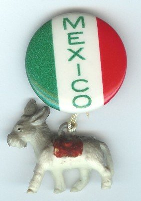VINTAGE MEXICO DONKEY DANGLER PINBACK PIN