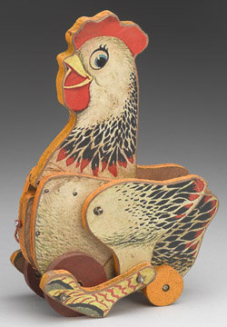 Rooster Pull Toy - reproduction
