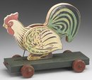 CHICKEN TOY ON WHEELS / REPRODUCTION NEW