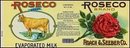 Roseco Evaporated Milk Label - Dairy Cow