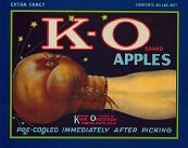 VINTAGE 1940s K-O APPLE ORCHARD CRATE LABEL / BOXING / GLOVE