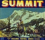 Summit Redlands Orange Crate Citrus Label / rare / horse