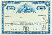 Vintage PRECISION POLYMERS STOCK Certificate