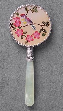 Hand Mirror with Bird