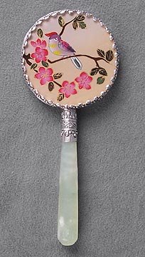 Hand Mirror with Bird