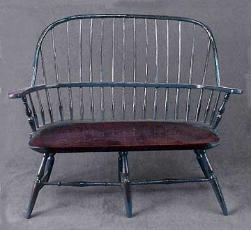 DOLL HOUSE BLUE HOOPBACK WOOD BENCH / NEW