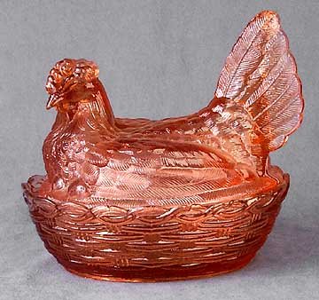 Pink Glass Hen Dish