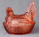 Pink Glass Hen Dish