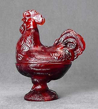 Red Rooster Glass Dish