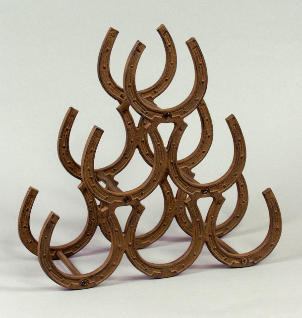 CAST IRON HORSESHOE WINE RACK / NEW