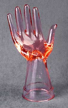 Pink Glass Jewelry Ring Mannequin Hand