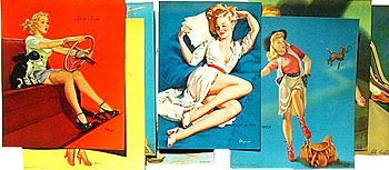 8 DIFFERENT VINTAGE PINUP LITHO PRINTS