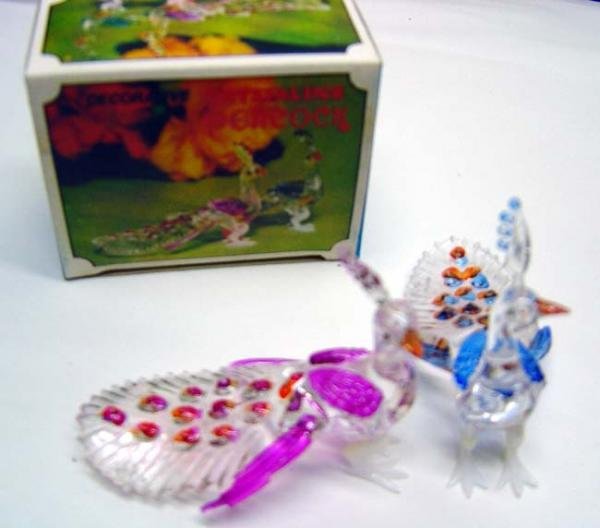 17 boxes CRYSTALLINE TOY PEACOCKS in Original
