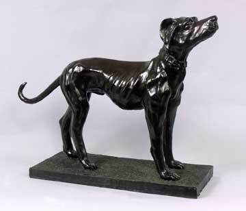 BRONZE RESIN DOG STATUE FIGURE / NEW
