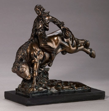 BRONZE RESIN BULLRIDER STATUE / BULL MATADOR /