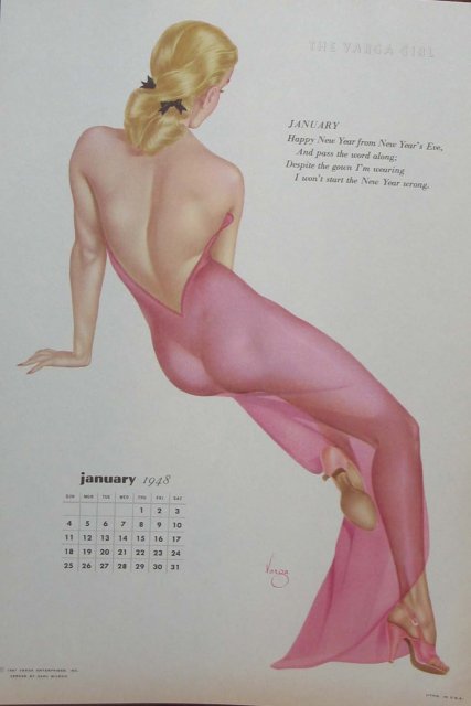 Varga Girl Pinup Calendar Sheet 1948