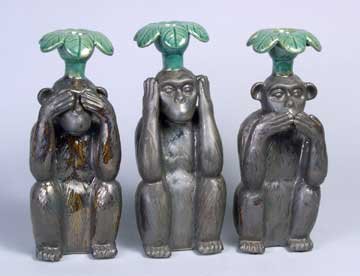 Porcelain Monkey Candleholders