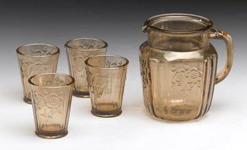 Glass Pitcher Glasses - Amber