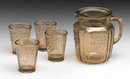 Glass Pitcher Glasses - Amber