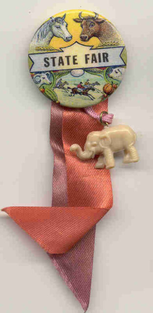 VINTAGE SOUVENIR STATE FAIR PINBACK W RIBBON