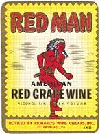 Red Man Grape Wine Label
