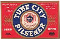 VINTAGE TUBE CITY PILSENER BEER LABEL