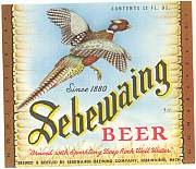 5 VINTAGE SEBEWAING PHEASANT BEER LABELS 1952