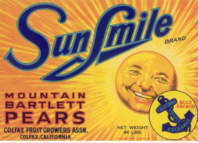 Sun Smile Pear Crate Label