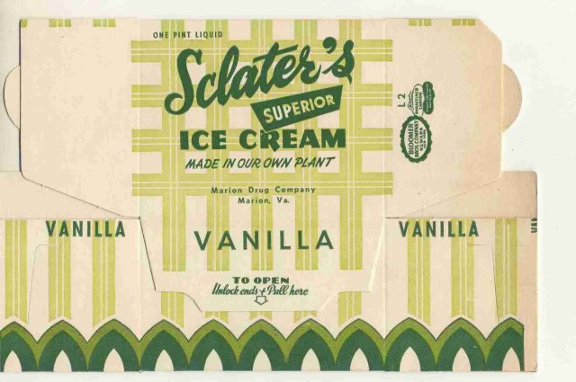 VINTAGE SCLATER ICE CREAM BOX / ART DECO 1940S