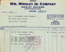 Wrigley Gum Billhead Invoice