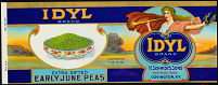 Idyl June Peas Vegetable Can Label