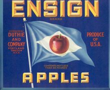 Ensign Apple Crate Label - Blue