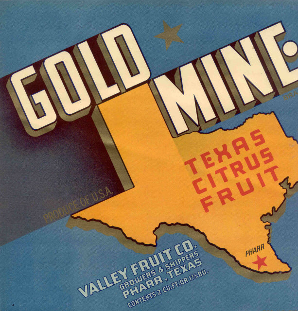 Texas Gold Mine Crate Label