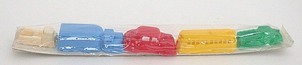 5 VINTAGE PLASTIC VEHICLES IN ORIGINAL PACK