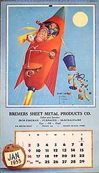 Bremers Sheet Metal Monkeys Calendar 1955