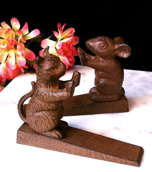 Cast Iron Cat Mouse Door stop