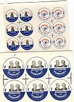 2 VINTAGE LYNDON JOHNSON BUTTON PROOFS MT. VERNON NY