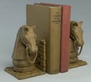 NEW CAST IRON RUST HORSE HEAD BOOKENDS
