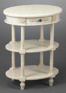 DISTRESSED WHITE PAINTED END TABLE NEW