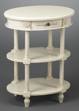 DISTRESSED WHITE PAINTED END TABLE NEW