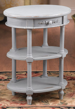 DISTRESSED COUNTRY BLUE PAINTED END TABLE NEW