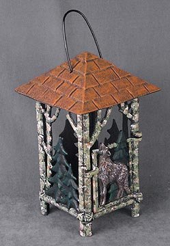 CAST IRON WOLF CANDLE HOLDER