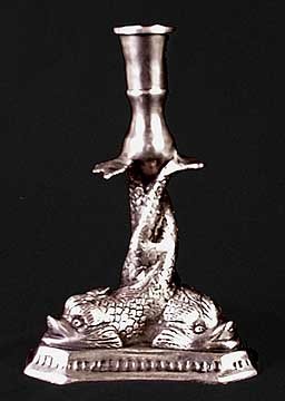 SILVER PLATE DOLPHIN CANDLE STICK HOLDER