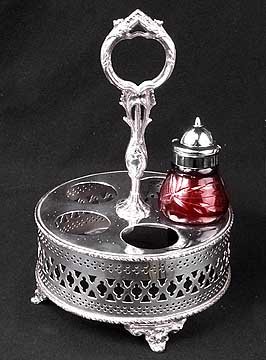 SILVER PLATE CASTOR BOTTLE HOLDER / NEW