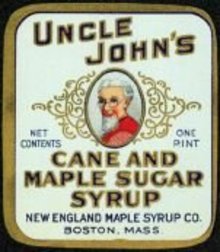 VINTAGE UNCLE JOHN'S MAPLE SYRUP LABEL